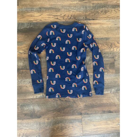 NWOT Women’s HANNA ANDERSSON Long Sleeve Navy Blue + Rainbows Top (XS/S) - Picture 3 of 3